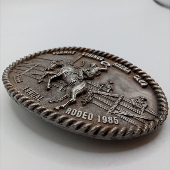 Bronc Rider Rodeo Belt Buckle Vintage 1985 Conway Springs Kansas PRCA Cowboy KS - Picture 6 of 9